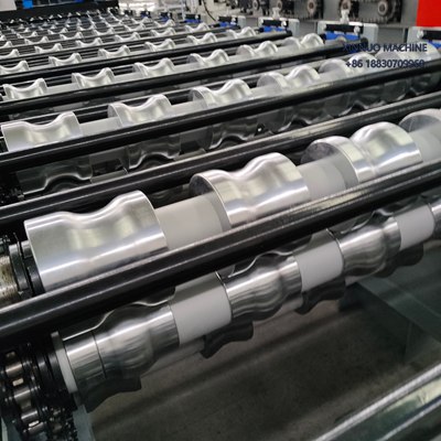 Dual-layer roll forming machine for trapezoidal and glazed tile profiles, space-saving design.