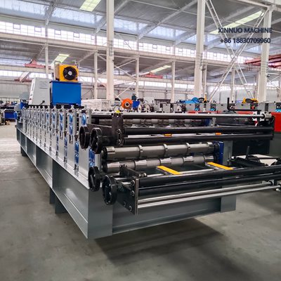 Dual-layer roll forming machine for trapezoidal and glazed tile profiles, space-saving design.