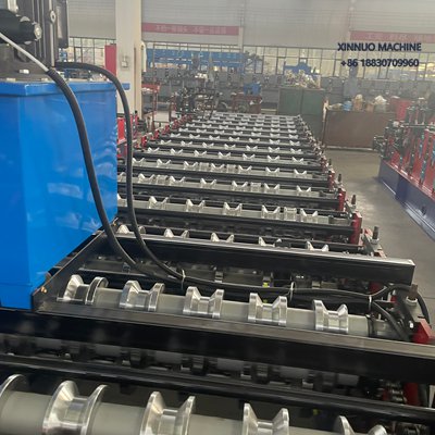 Double layer roll forming machine for two trapezoidal profiles, ideal for Brazil roofing market.