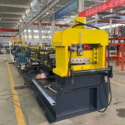 C75-150: C Purlin roll forming machine, 1&ndash;3 mm thick, 30 m/min, PLC control, hydraulic cutting.