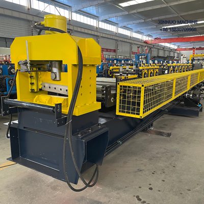 C75-150: C Purlin roll forming machine, 1&ndash;3 mm thick, 30 m/min, PLC control, hydraulic cutting.